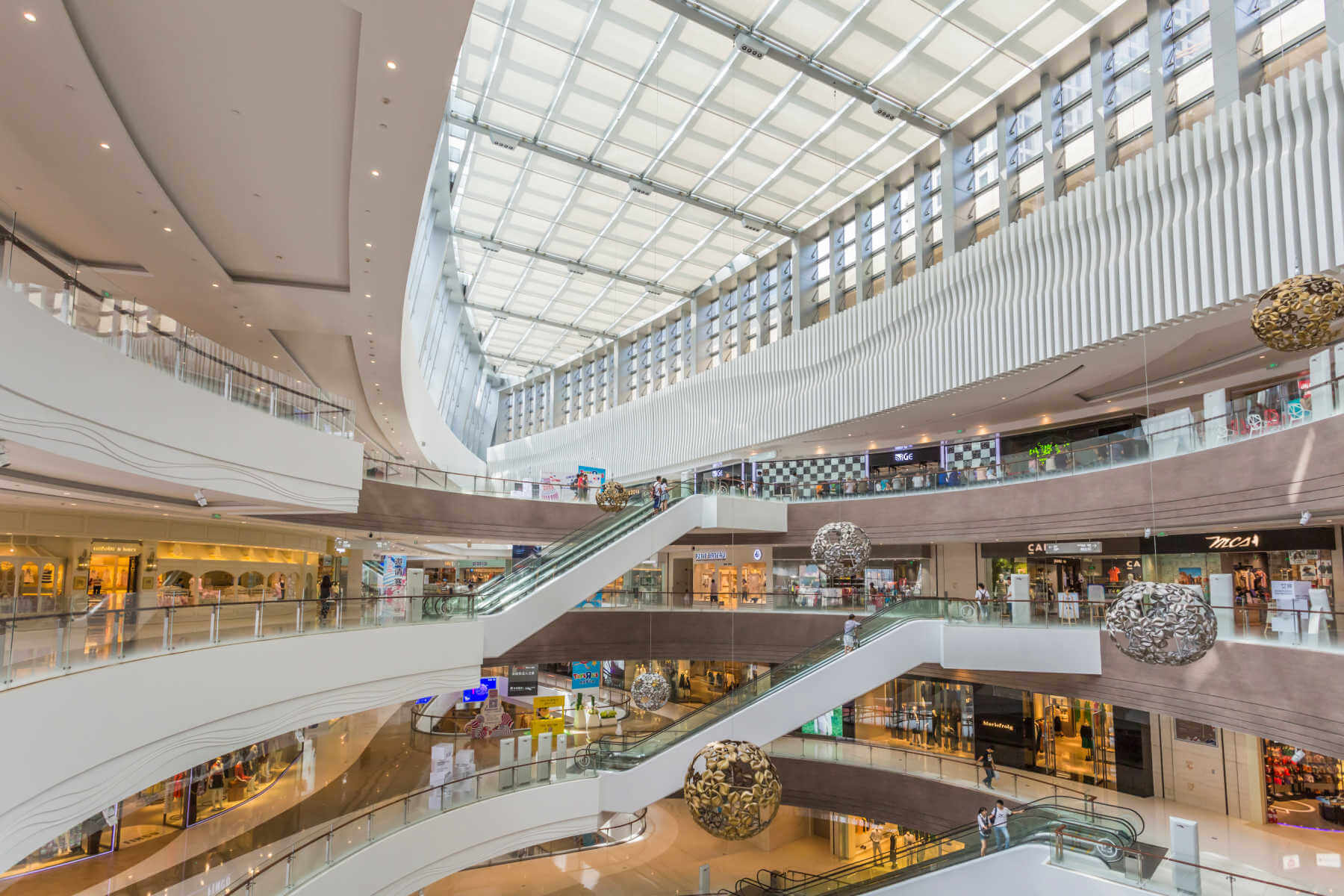 A large retail shopping center with new paint to brighten up the space and make it inviting for customers.