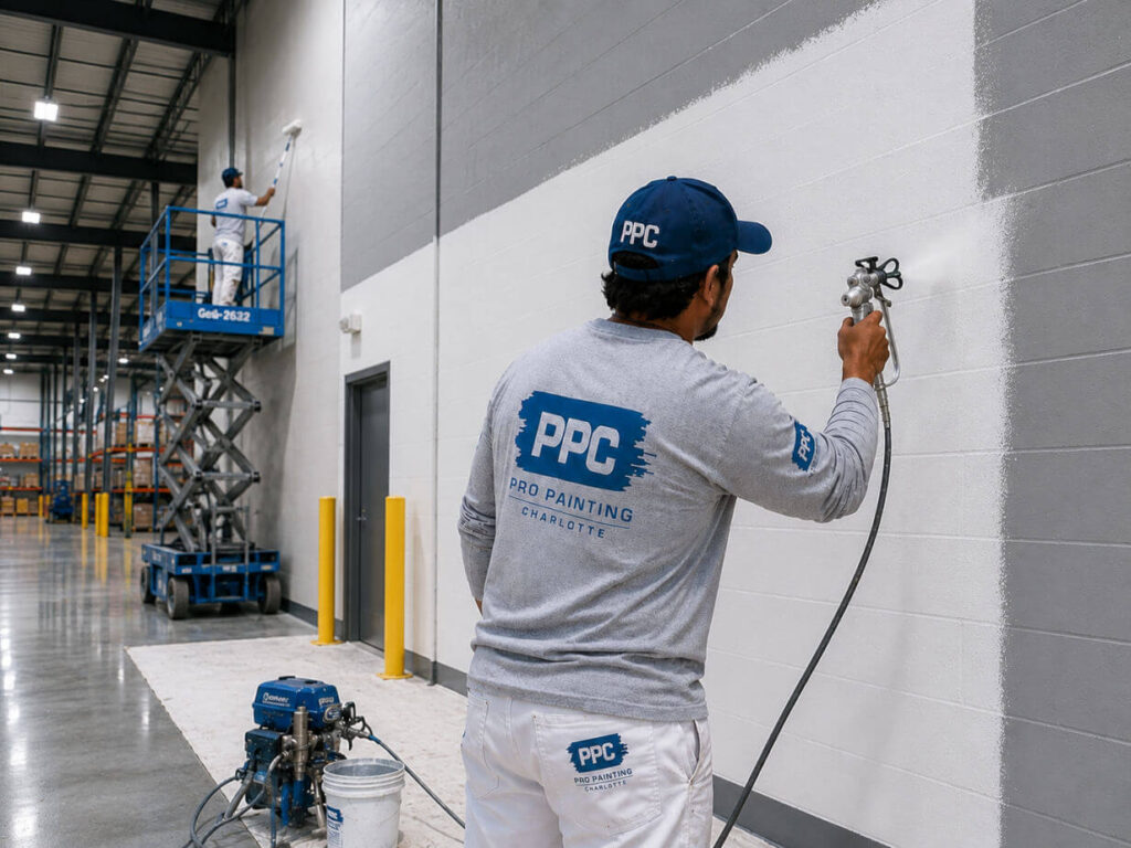 commercial-painting-contractors-charlotte-nc Painting a commercial building in Charlotte NC